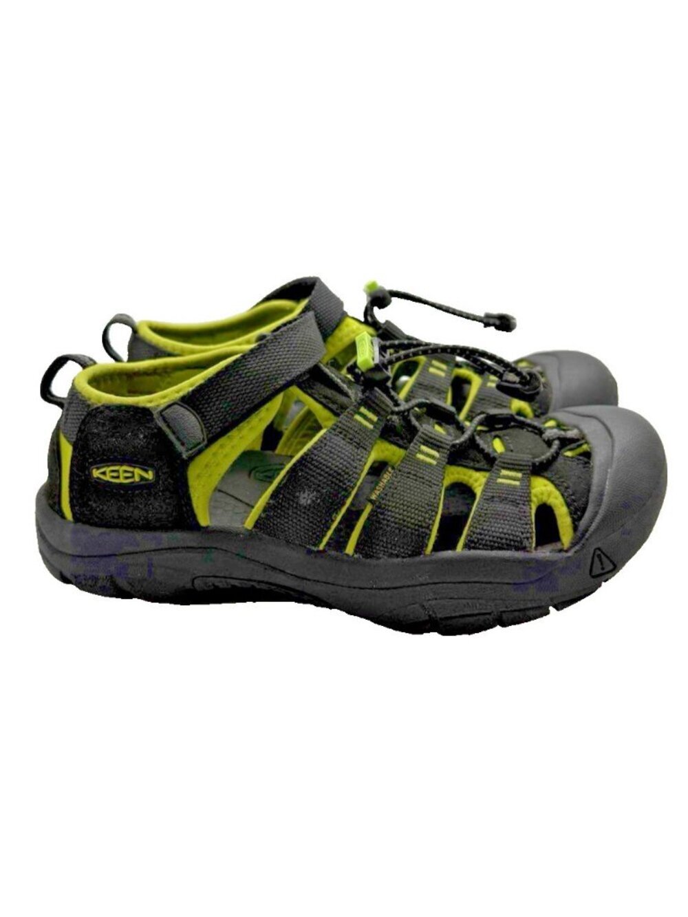 Keen Newport H2 Black Neon Green Hiking Sports Sandals Big Kids Youth 4 US 36 EU